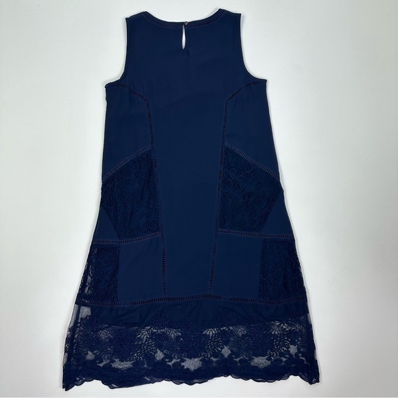 Soft Surrounding Dress Sz SP Navy Blue Suri Lace Embroidered Sleeveless Midi - Picture 10 of 14